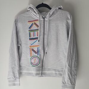 Kenzo Gray Hoodie with Multicolor Embroidery